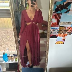 Showpo Burgundy Cutout Maxi Dress